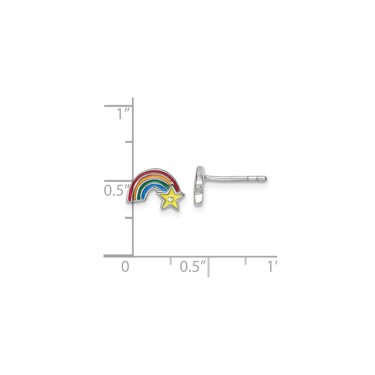 Sterling Silver Rainbow and Star Stud Earrings with Colorful Enamel for Girls