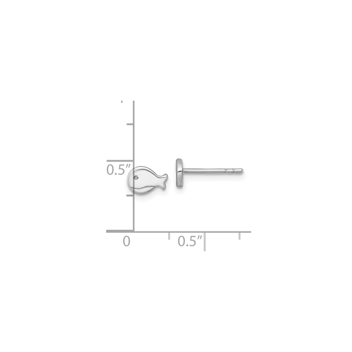 Sterling Silver Christian Fish Stud Earrings, Rhodium Plated Minimalist Faith Jewelry for Women