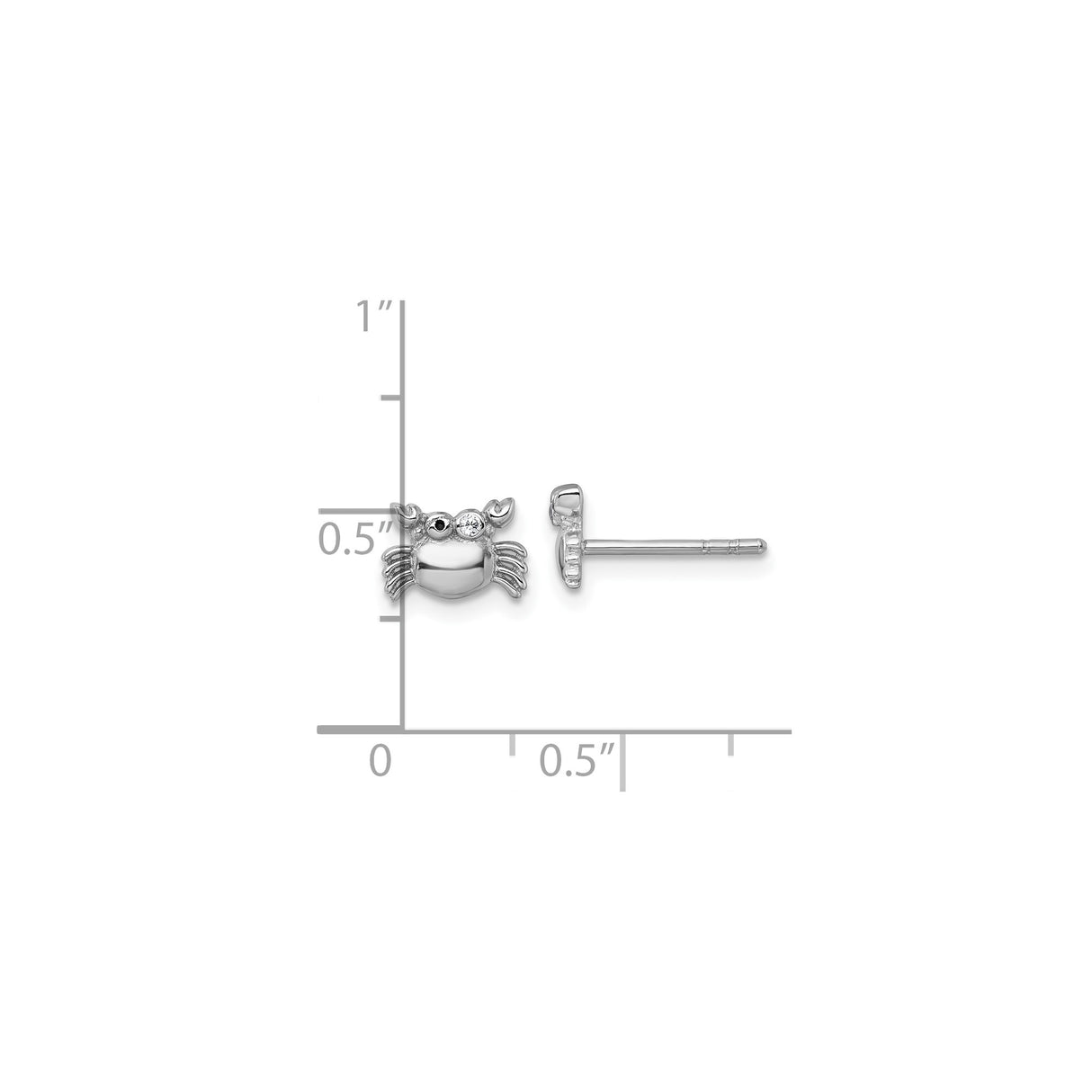 Sterling Silver Crab Stud Earrings with Cubic Zirconia, Nautical Beach Style for Women and Girls