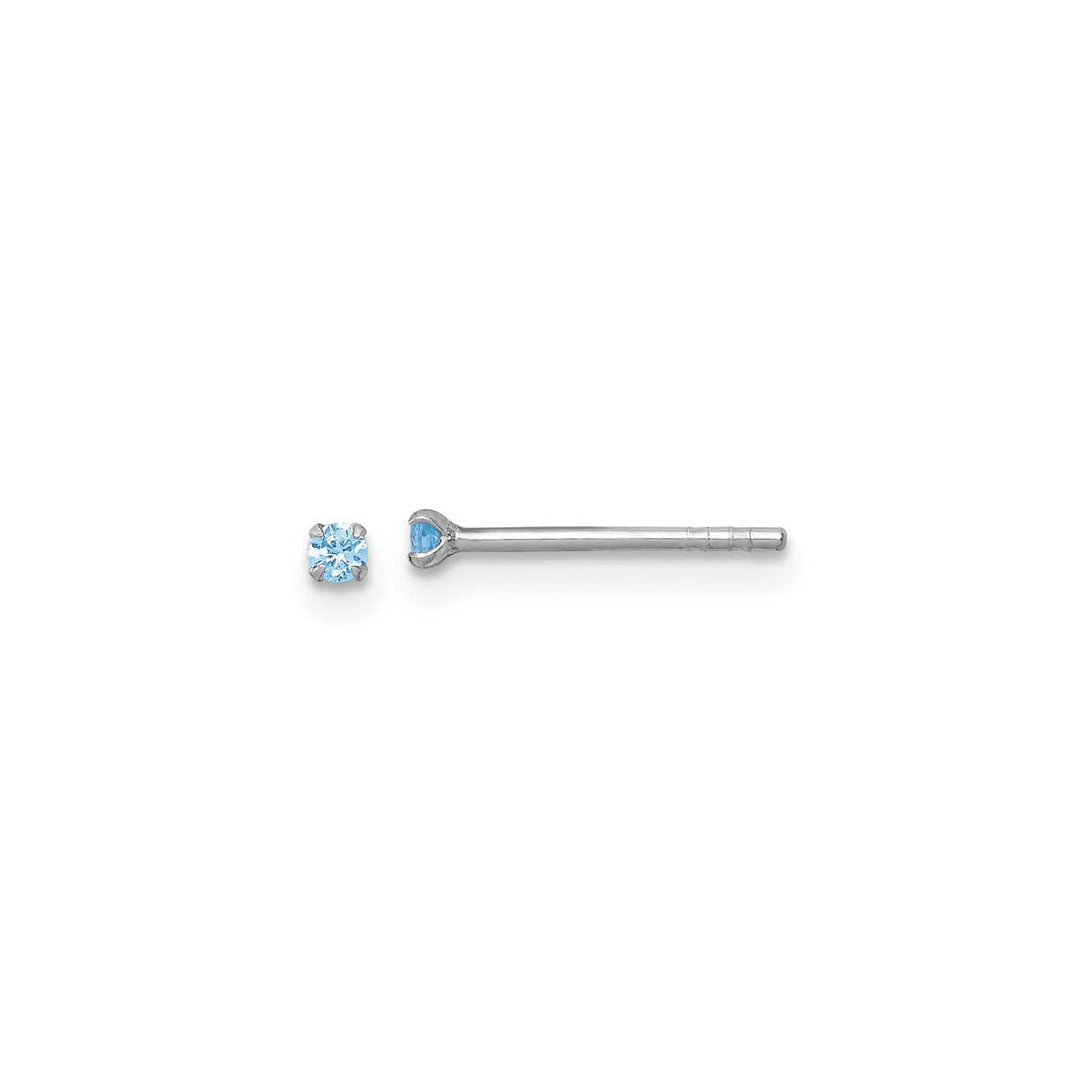 Sterling Silver Stud Earrings with Light Blue Cubic Zirconia, Round Cut Minimalist Design