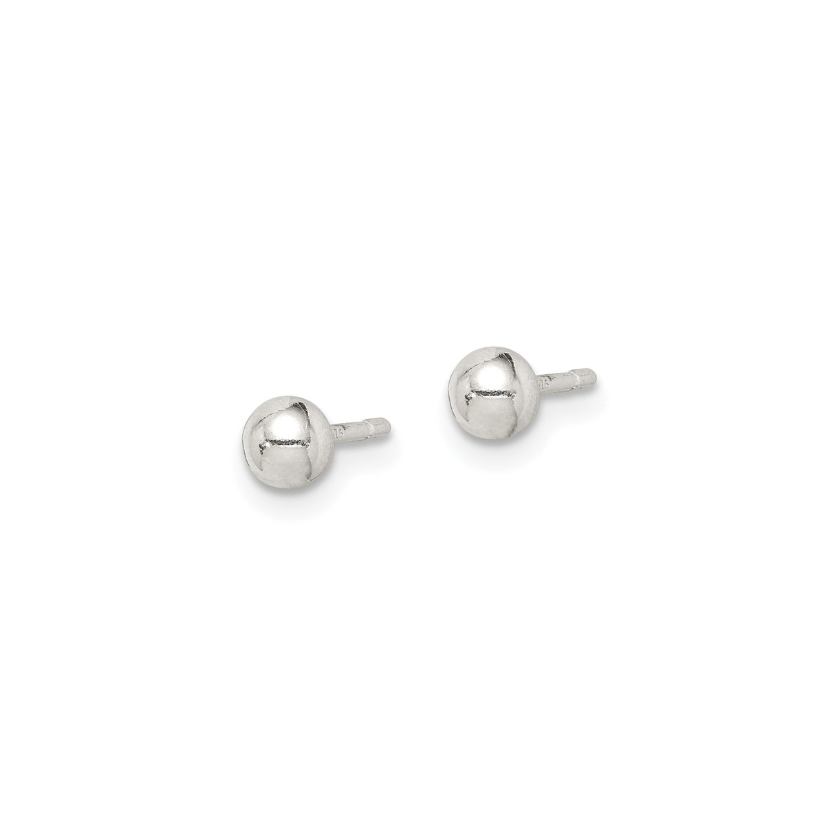 Sterling Silver Ball Stud Earrings, 4mm Polished Sphere, Minimalist Everyday Style