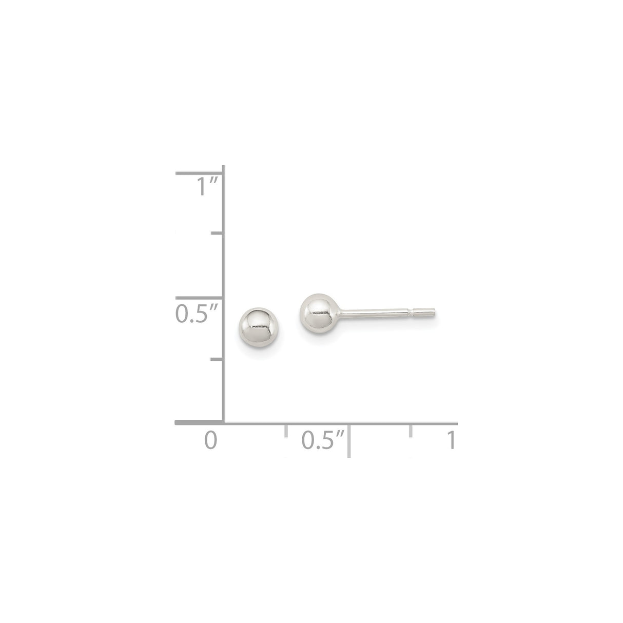 Sterling Silver Ball Stud Earrings, 4mm Polished Sphere, Minimalist Everyday Style