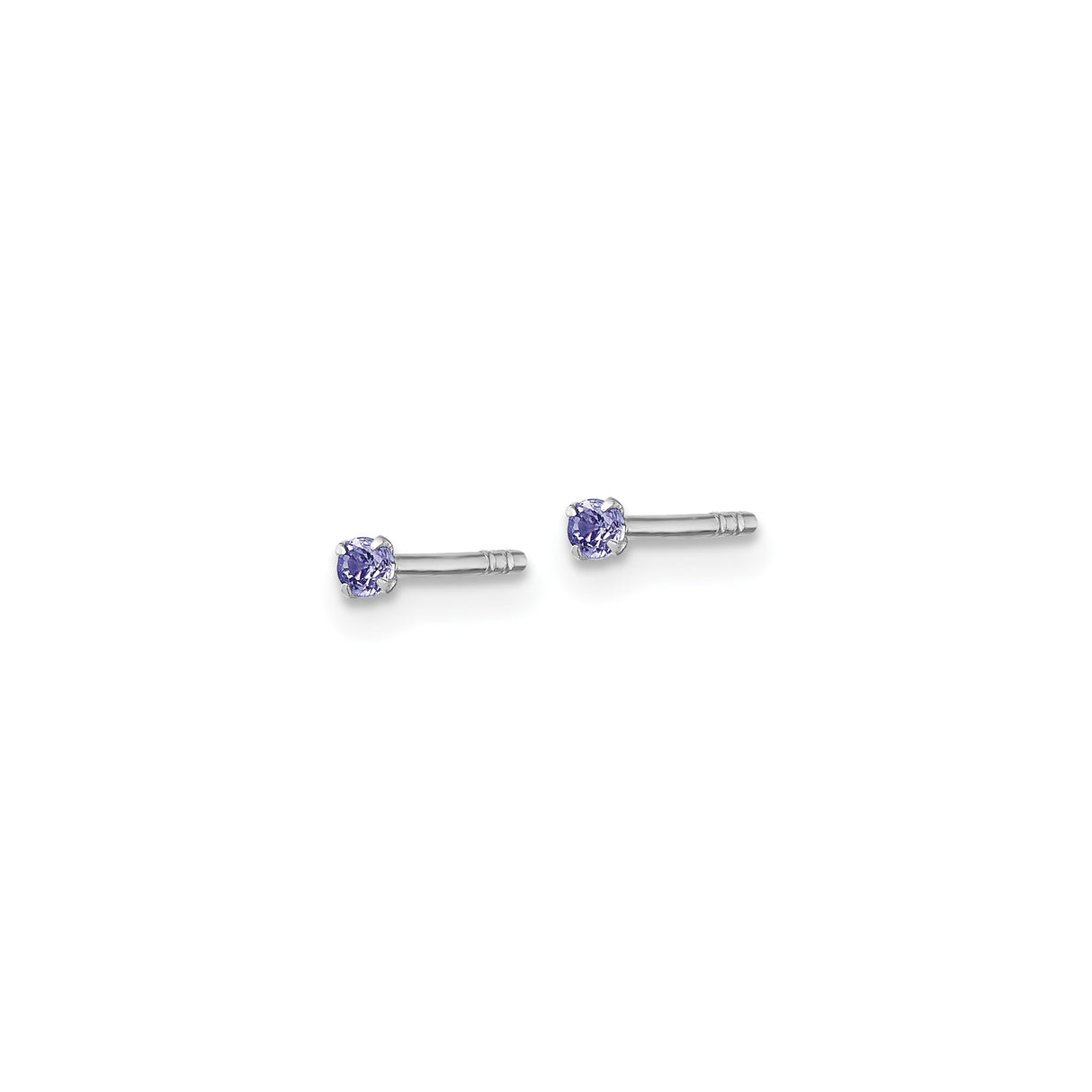 Sterling Silver Nose Stud with Light Purple Cubic Zirconia in Prong Setting