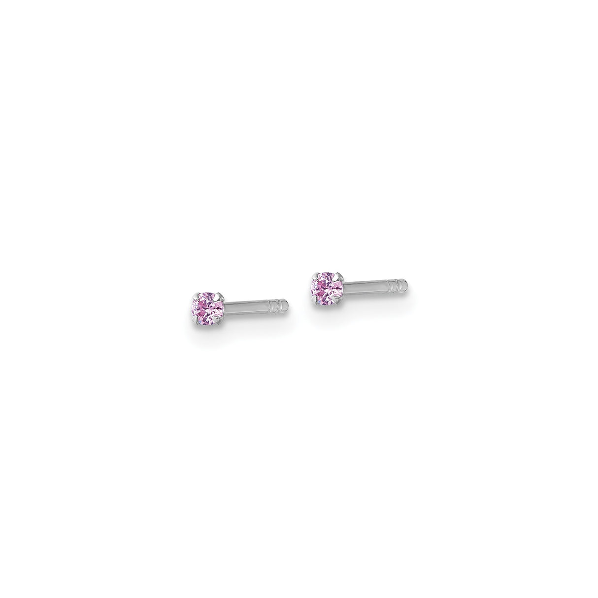 Sterling Silver Nose Stud with Round Pink Cubic Zirconia in Prong Setting, Minimalist Style for Women