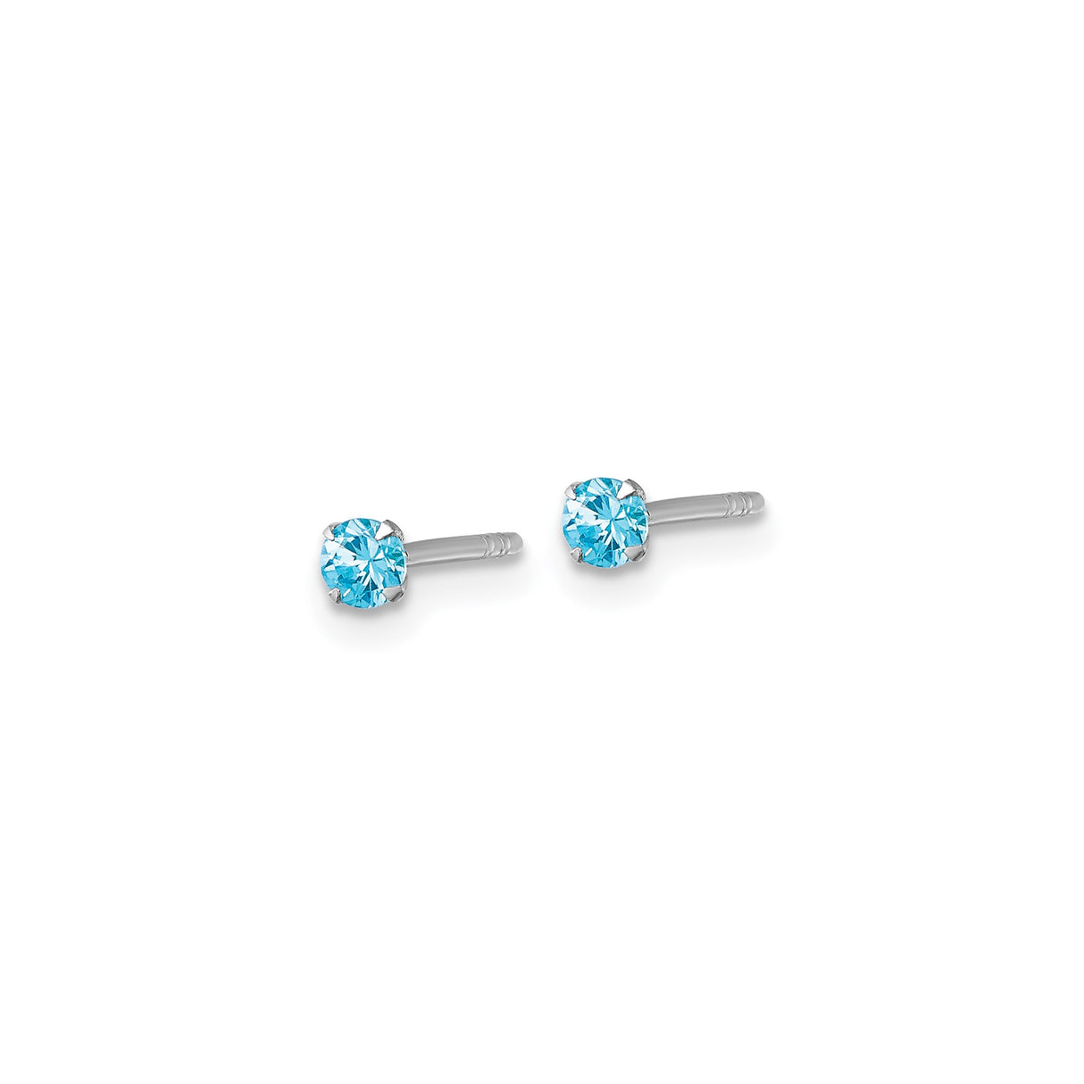 Sterling Silver Stud Earrings with Round Cut Cubic Zirconia, Solitaire Minimalist Design