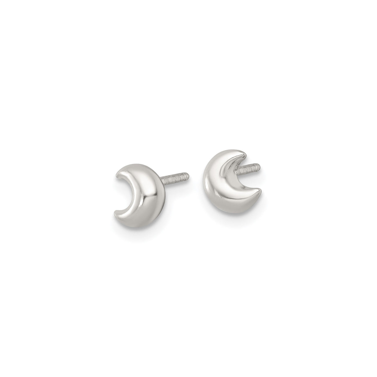 Sterling Silver Crescent Moon Stud Earrings, Minimalist Celestial Boho Jewelry for Women