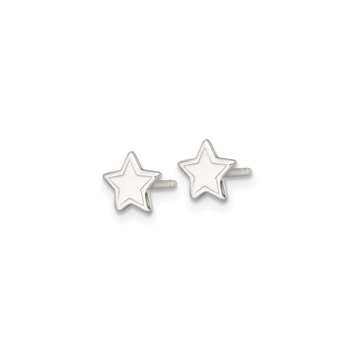 Sterling Silver Star Earrings, Polished Five-Point Studs, Minimalist Celestial Design for Women and Girls
