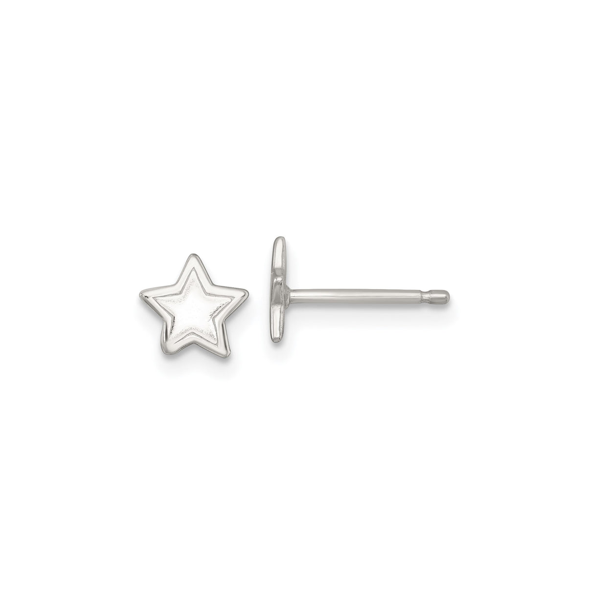 Sterling Silver Star Earrings, Polished Five-Point Studs, Minimalist Celestial Design for Women and Girls