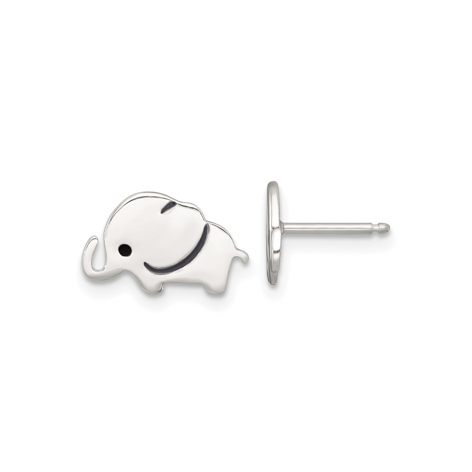 Sterling Silver Elephant Stud Earrings with Dainty Animal Motif for Women