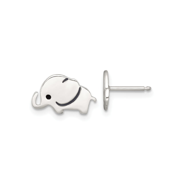 Sterling Silver Elephant Stud Earrings with Dainty Animal Motif for Women