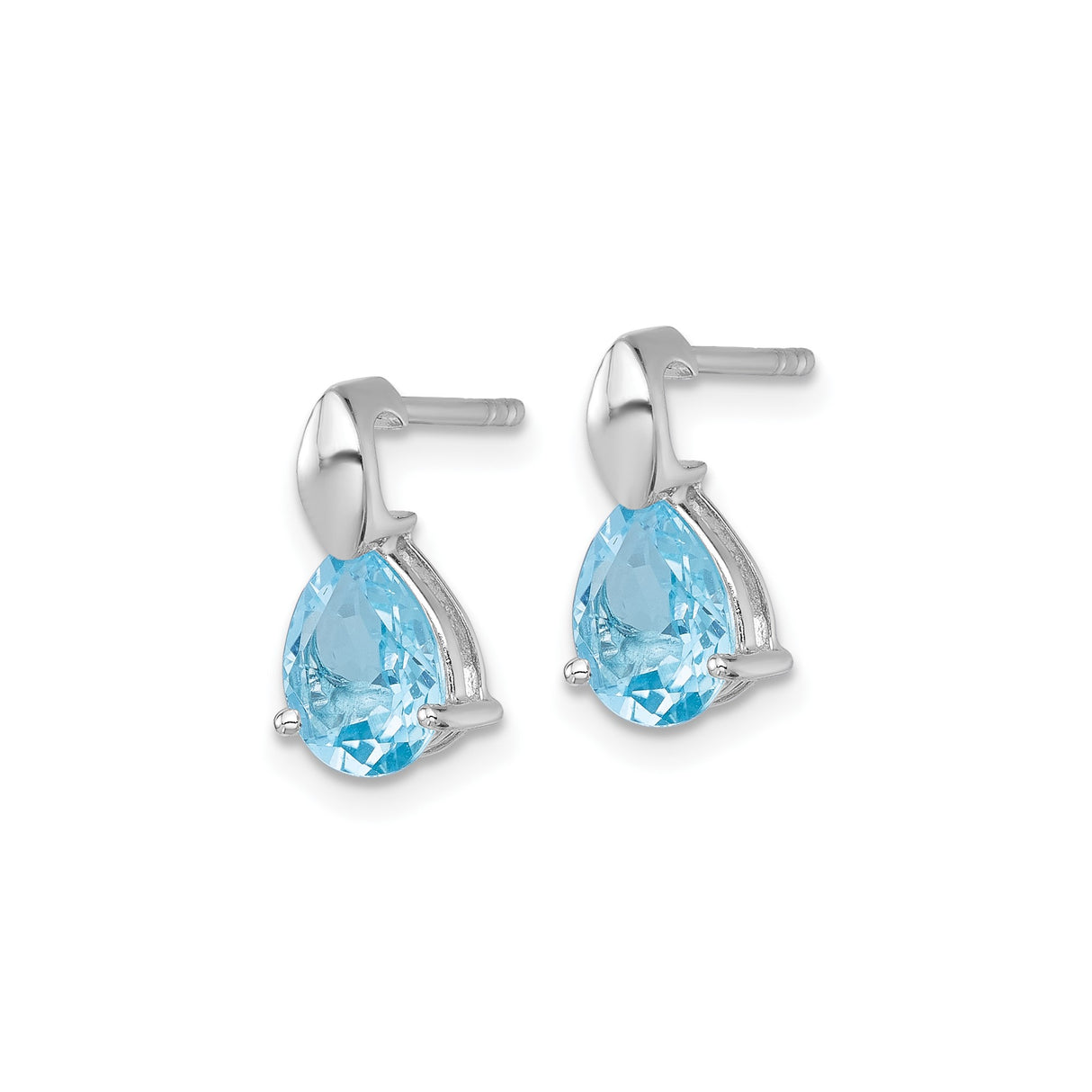 Sterling Silver Drop Earrings with Pear Shaped Swiss Blue Topaz, Modern Bezel Setting