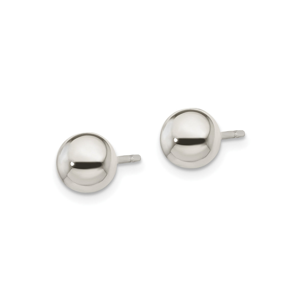 Sterling Silver Ball Stud Earrings, Smooth Polished Round Design, Minimalist Style