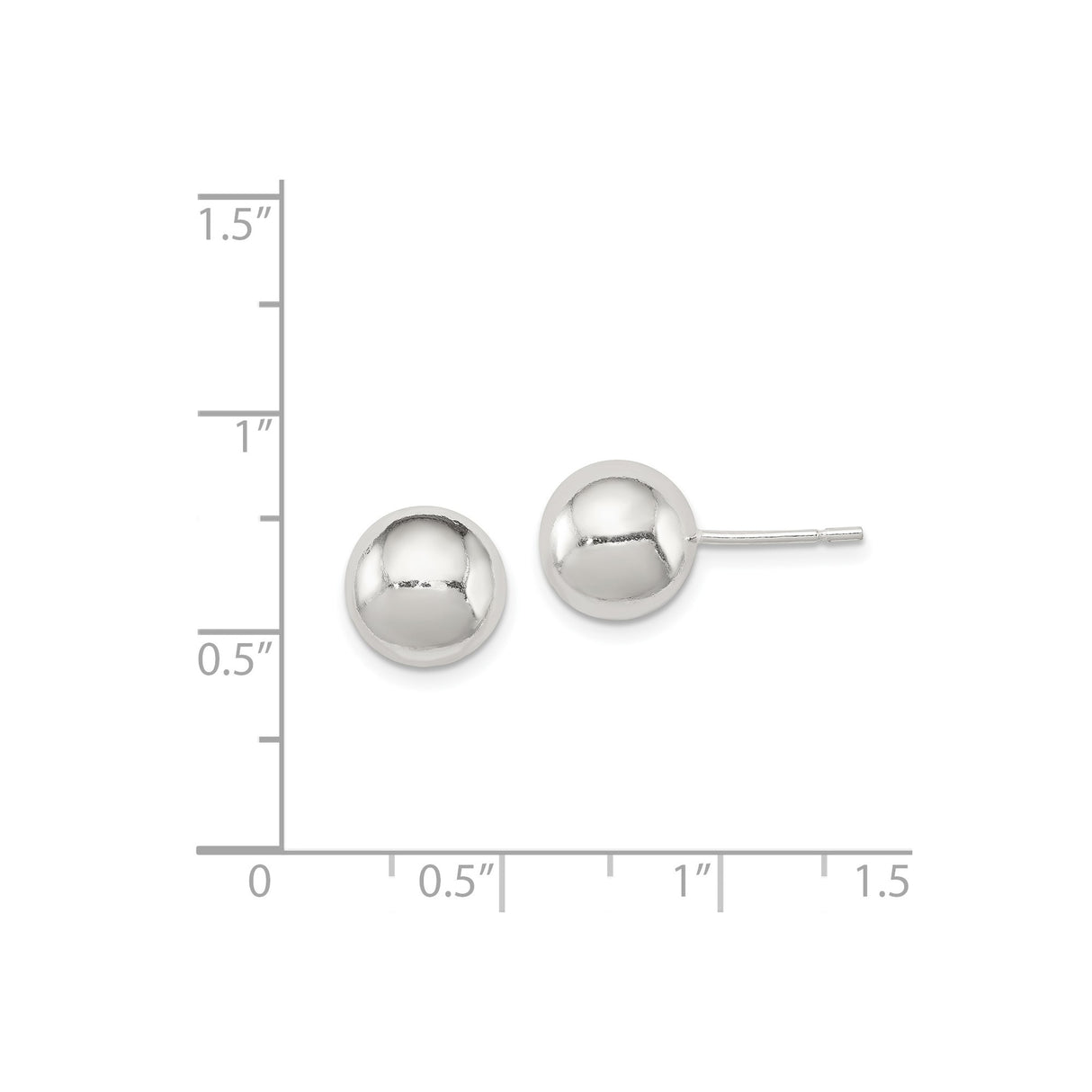 Sterling Silver Ball Stud Earrings, Polished Smooth Finish, Minimalist Unisex Jewelry