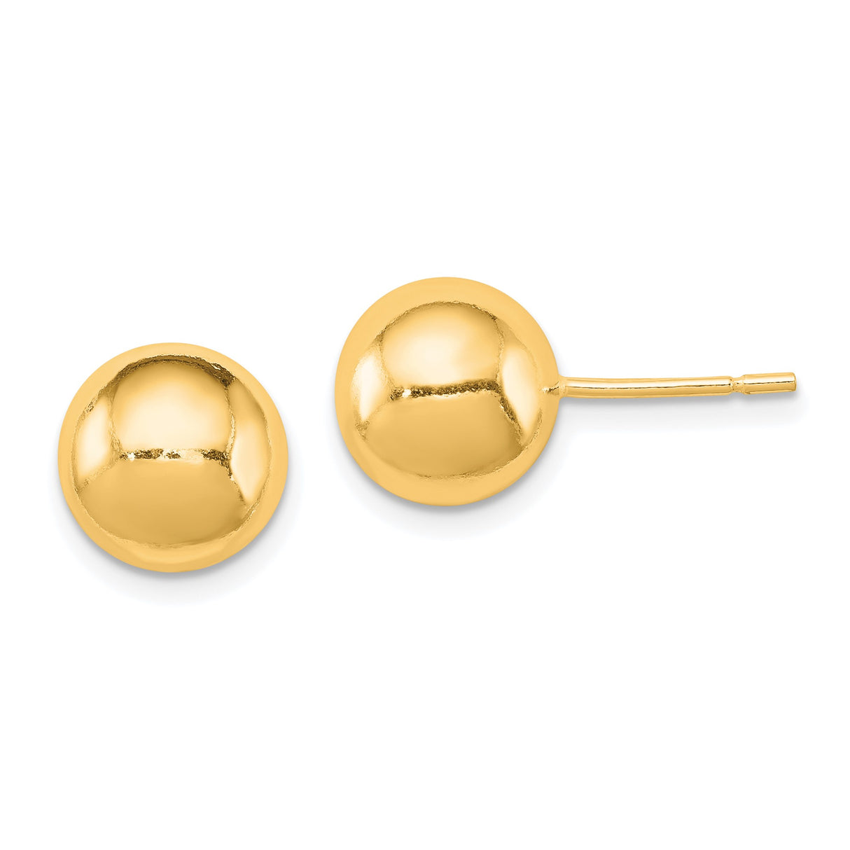 Sterling Silver Gold-Plated 9mm Ball Stud Earrings, Polished Minimalist Design for Women