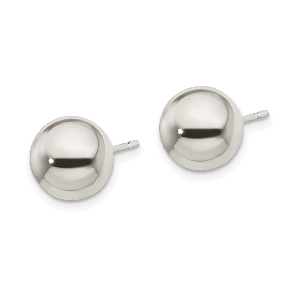 Sterling Silver Dome Stud Earrings, High Polish Smooth Ball Design, Minimalist Classic Style