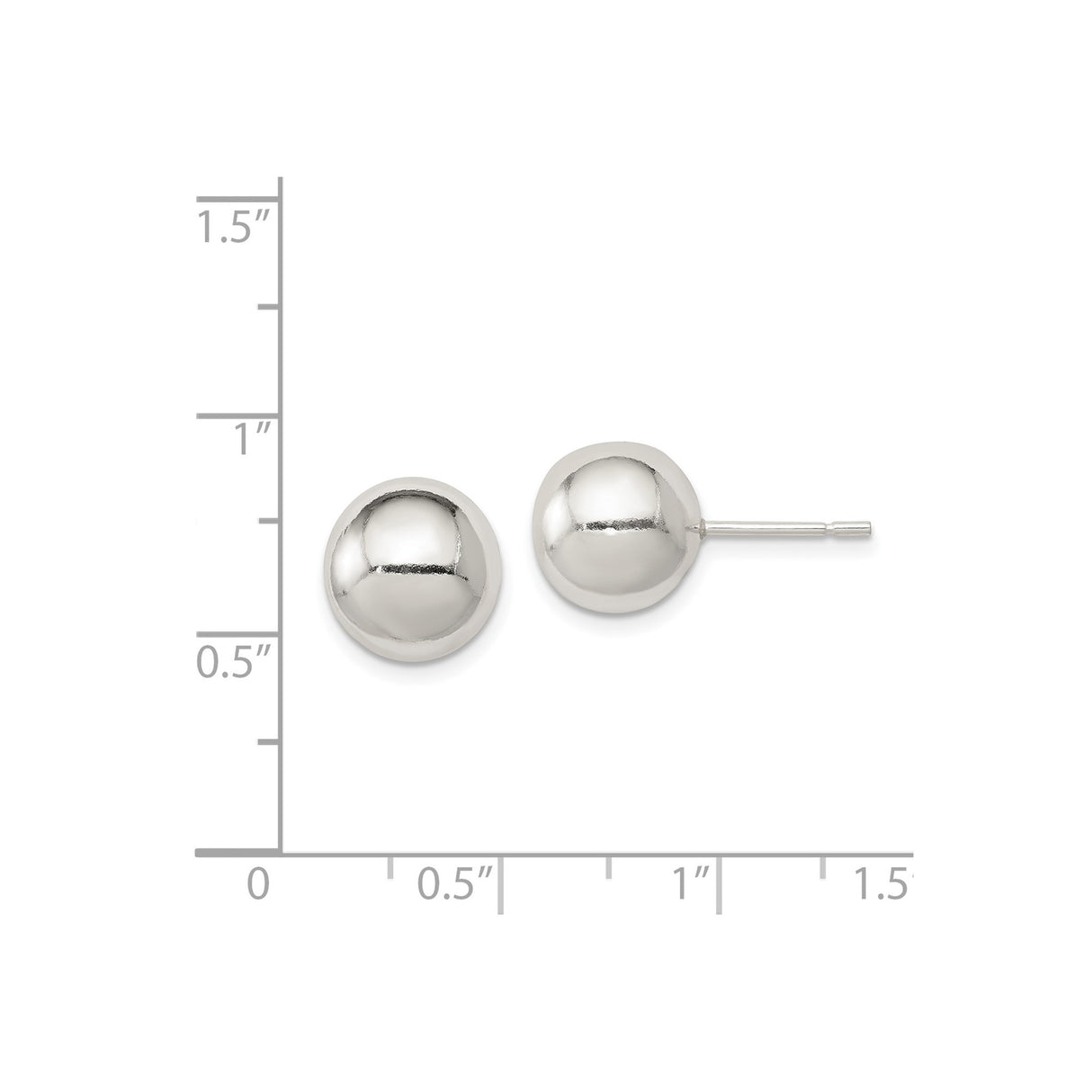 Sterling Silver Dome Stud Earrings, High Polish Smooth Ball Design, Minimalist Classic Style