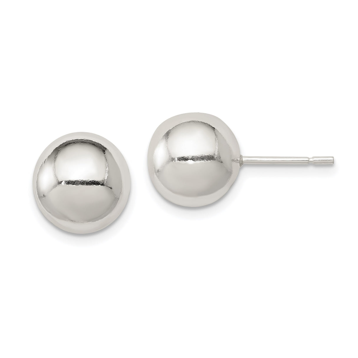Sterling Silver Dome Stud Earrings, High Polish Smooth Ball Design, Minimalist Classic Style