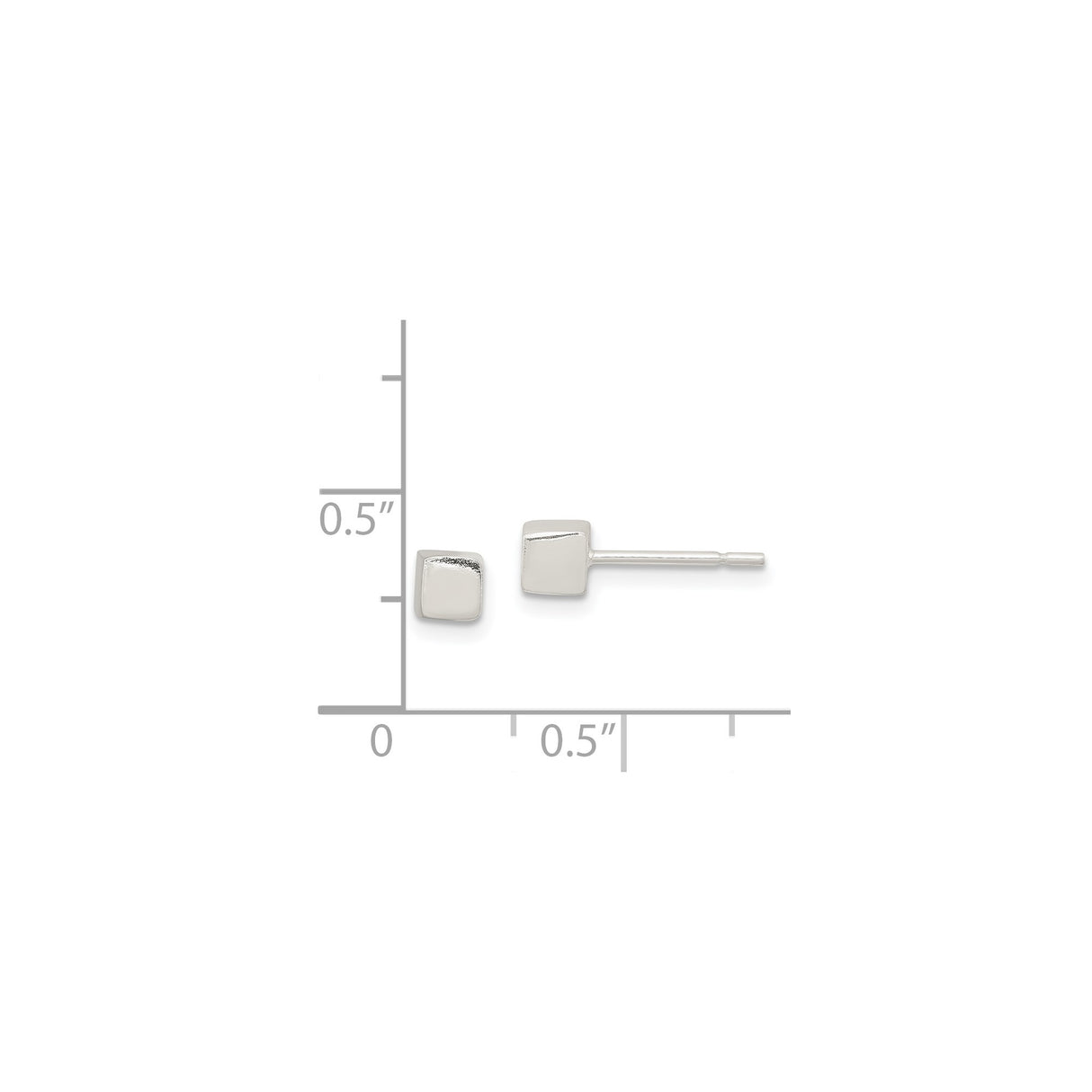 Sterling Silver Square Stud Earrings, Minimalist Cube Design, Unisex Geometric Style