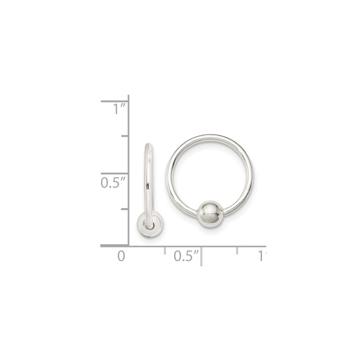 Sterling Silver Captive Bead Hoop Earring, Minimalist Loop for Nose, Lip, or Cartilage Piercing
