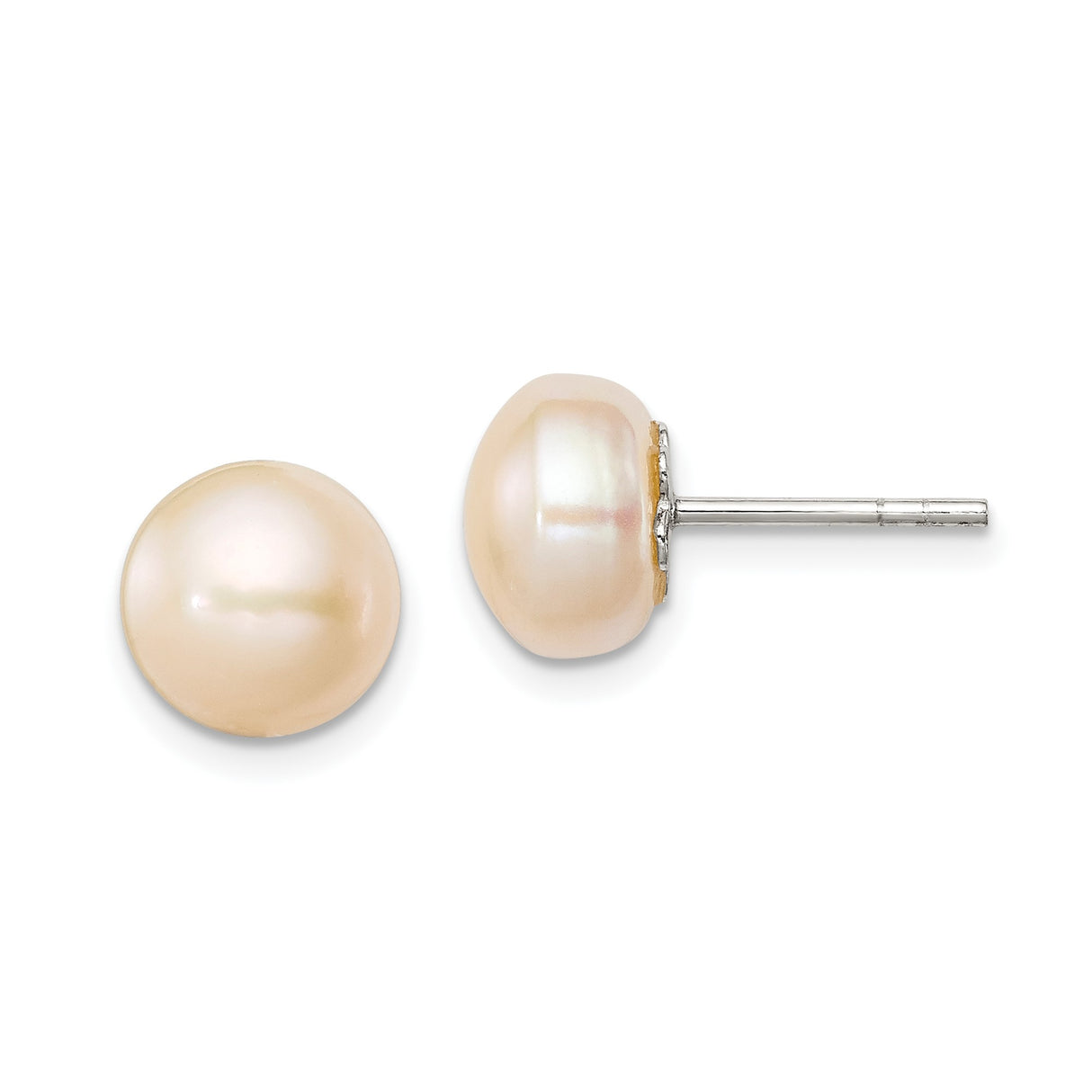 Sterling Silver Stud Earrings with Freshwater Cultured Pearls, Classic Solitaire Style for Women