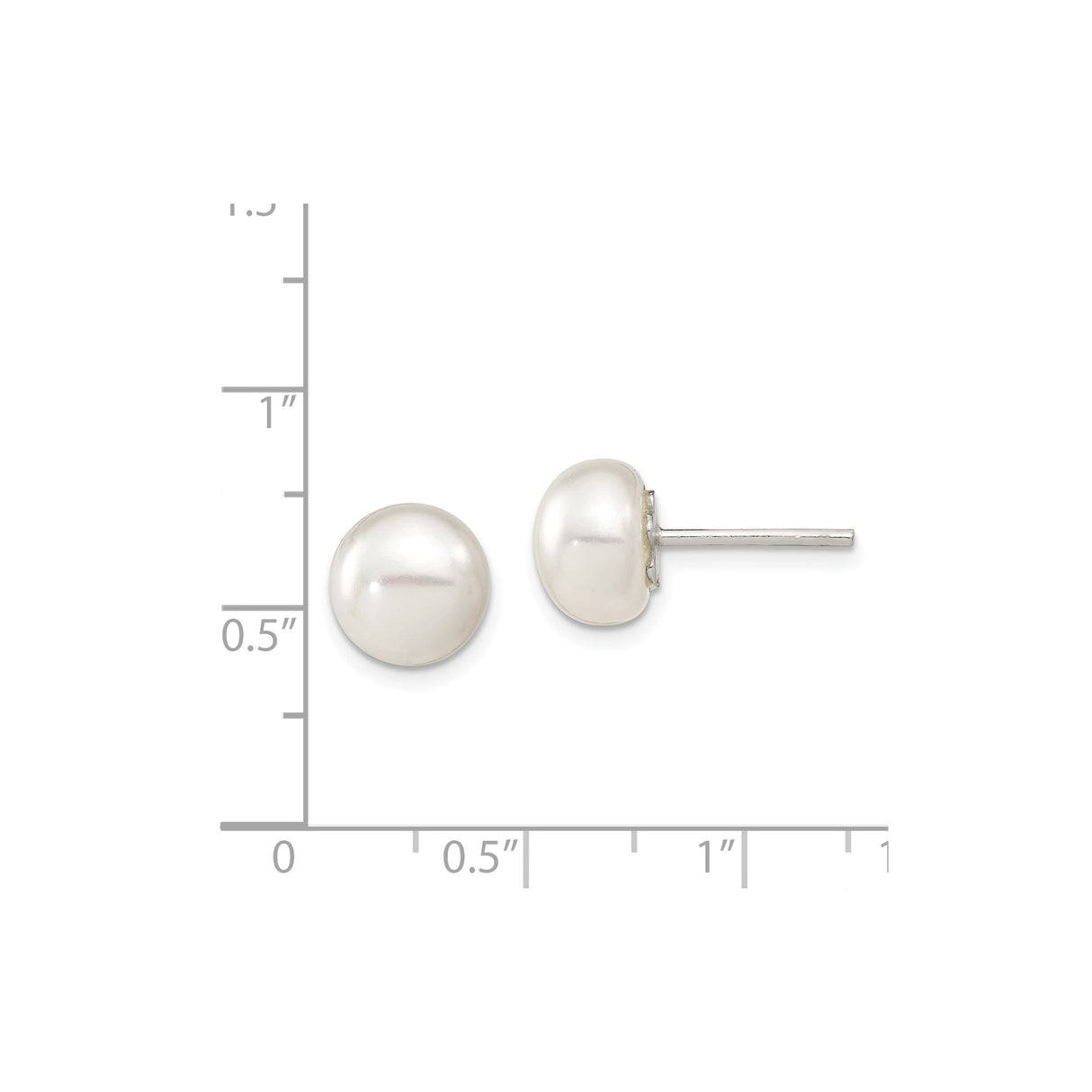 Sterling Silver Pearl Stud Earrings with Round White Cultured Pearls, Classic Minimalist Design