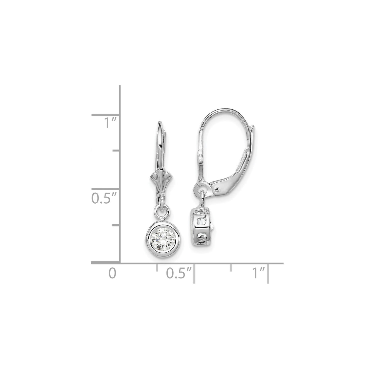 Sterling Silver Dangle Earrings with Cubic Zirconia, Greek Key Design, Leverback Style