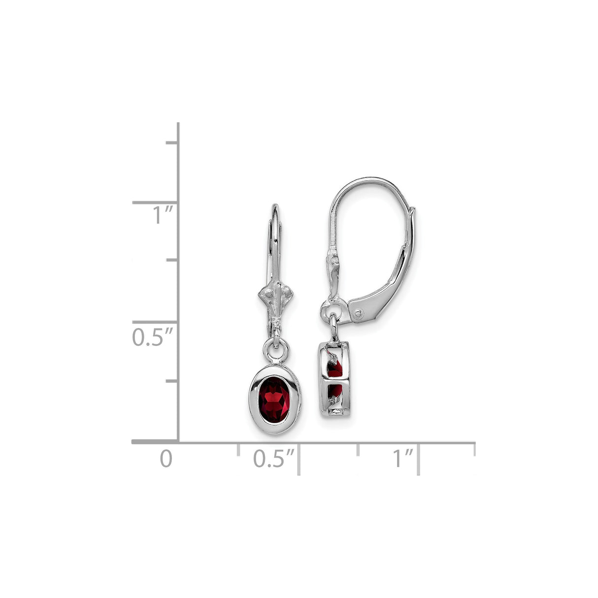 Sterling Silver Dangle Leverback Earrings with Oval Garnet, Elegant Drop Design for Women