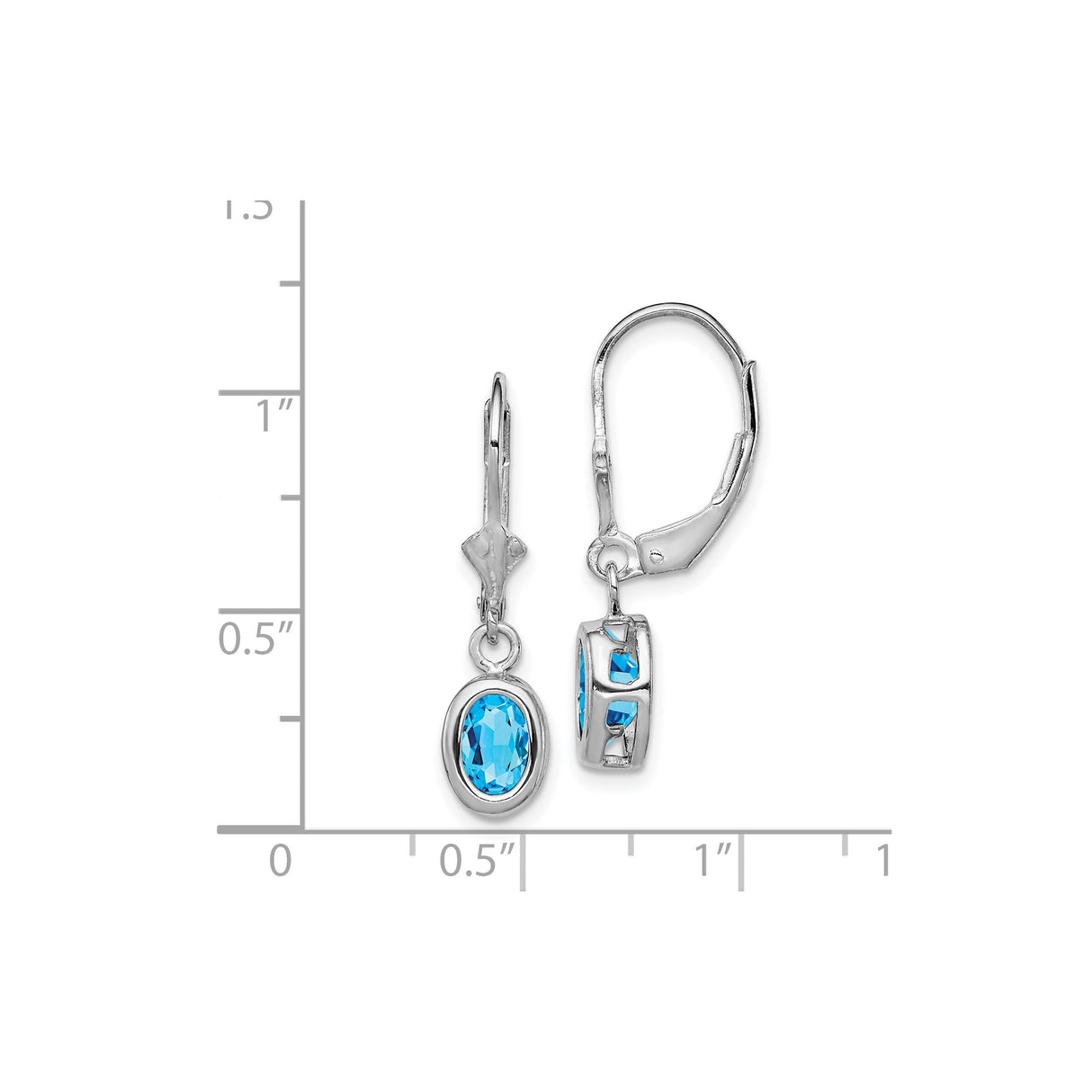 Sterling Silver Drop Earrings with Swiss Blue Topaz and Open Heart Accents