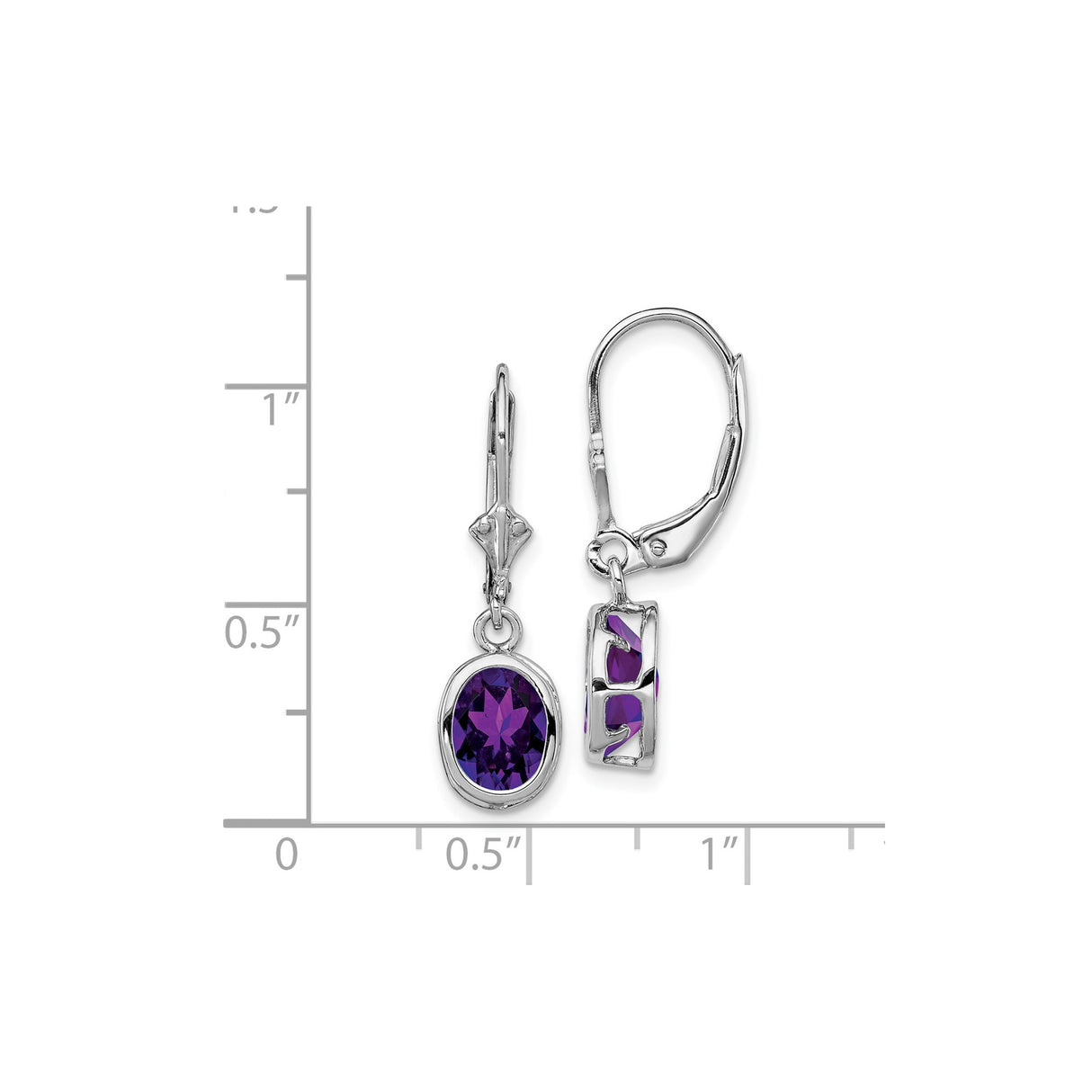 Sterling Silver Drop Earrings with Oval Amethyst, Celtic Knot Design, Leverback Closure