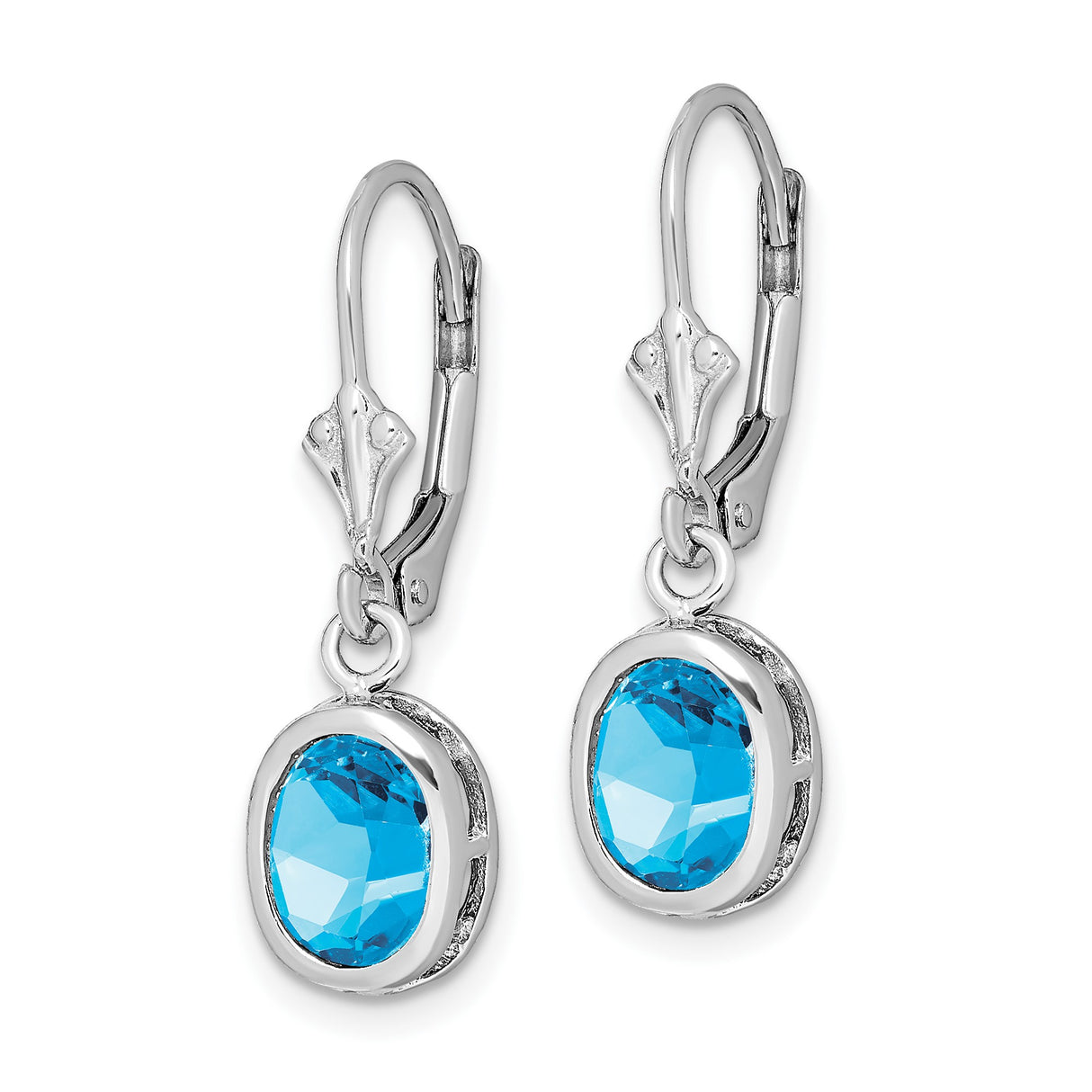 Sterling Silver Dangle Earrings with Swiss Blue Topaz, Celtic Knot Leverback Design