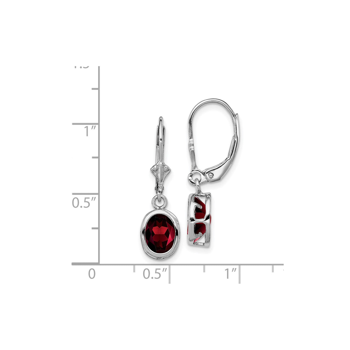 Sterling Silver Dangle Earrings with Oval Garnet, Celtic Eternity and Unity Symbols