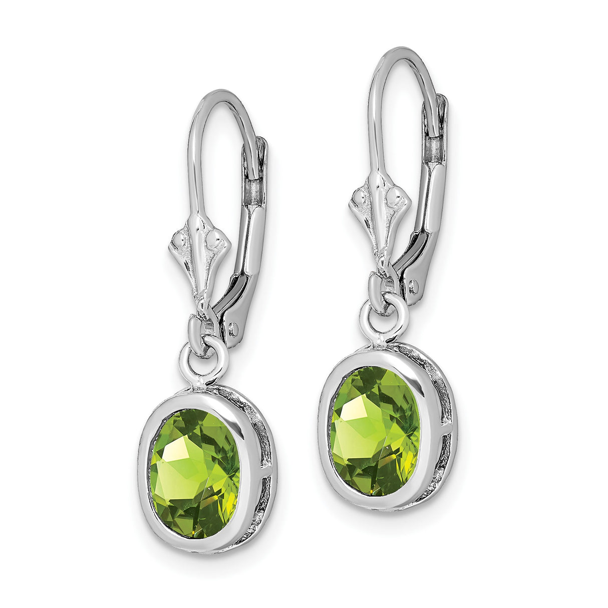 Sterling Silver Dangle Earrings with Peridot, Celtic Knot Drop Design, Leverback Style