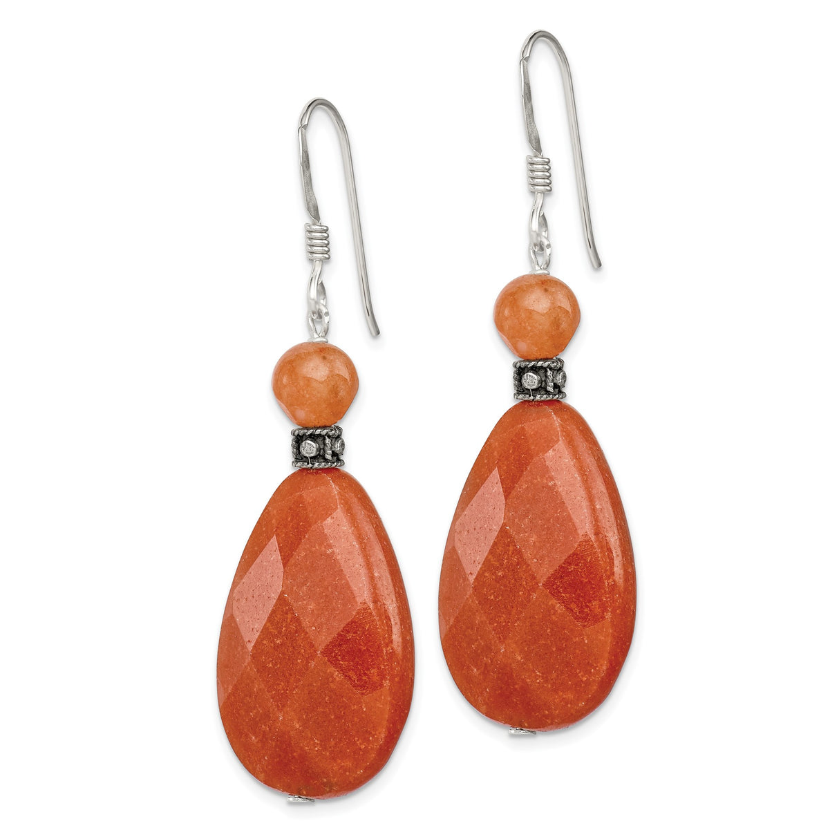 Sterling Silver Dangle Earrings with Carnelian Drops, Boho Handmade Artisan Style