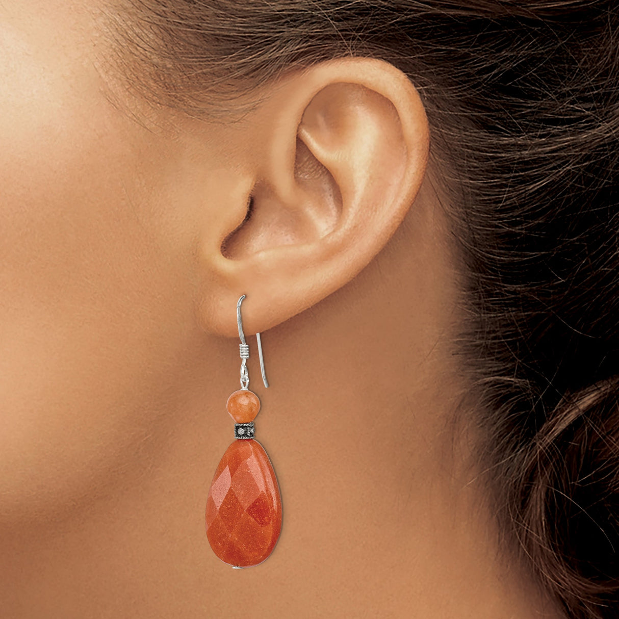 Sterling Silver Dangle Earrings with Carnelian Drops, Boho Handmade Artisan Style