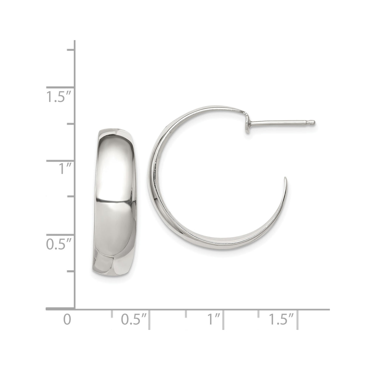 Sterling Silver Hoop Earrings, Classic Minimalist Polished Lightweight Design for Women