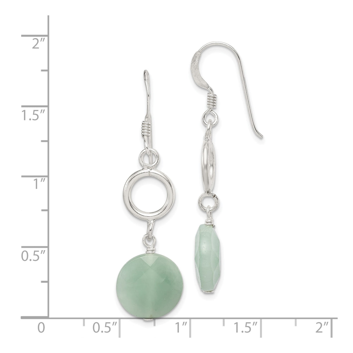 Sterling Silver Dangle Earrings with Amazonite and Open Circle Accents, Boho Minimalist Style