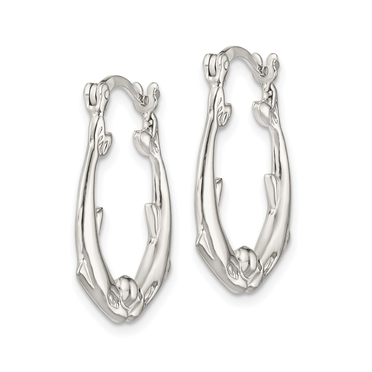Sterling Silver Dolphin Hoop Earrings with Touching Noses and Ocean Theme Design