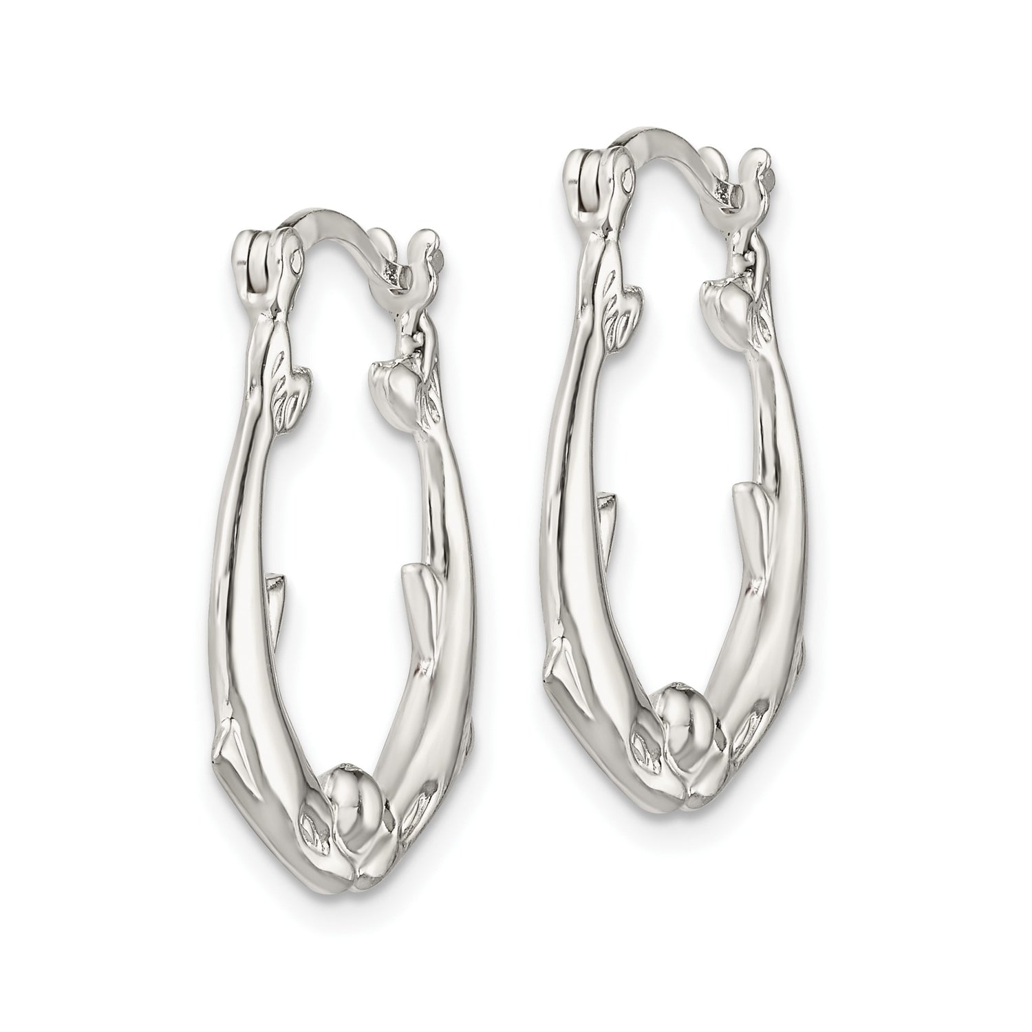 Sterling Silver Dolphin Hoop Earrings with Touching Noses and Ocean Theme Design