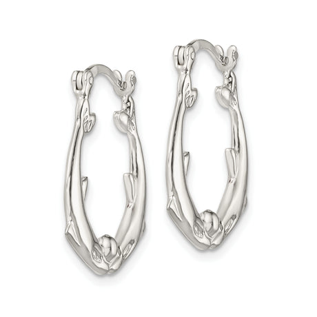 Sterling Silver Dolphin Hoop Earrings with Touching Noses and Ocean Theme Design