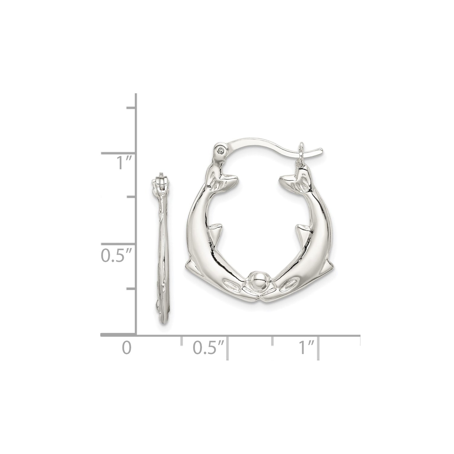 Sterling Silver Dolphin Hoop Earrings with Touching Noses and Ocean Theme Design