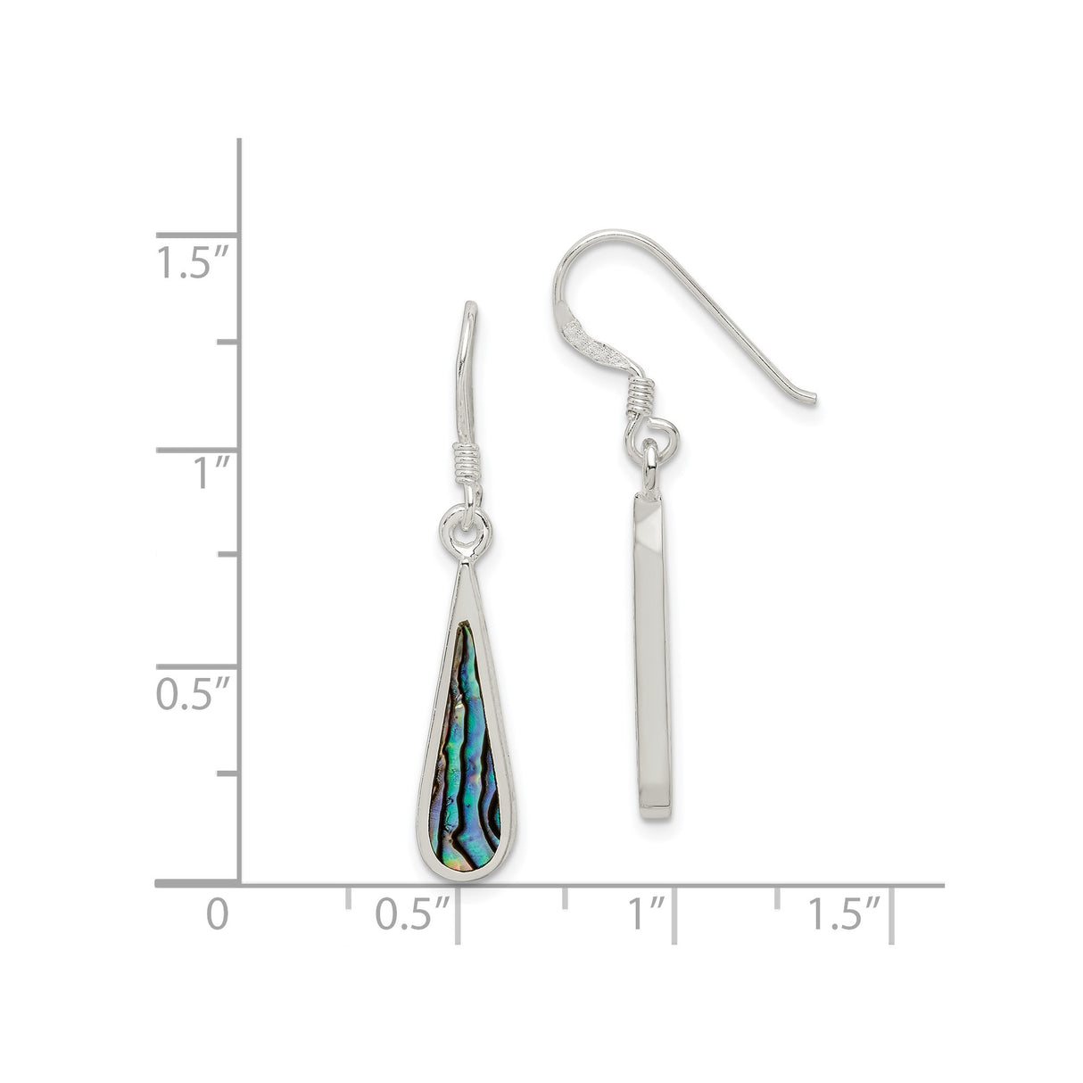Sterling Silver Drop Earrings with Teardrop Abalone Shell, Boho Dangle Design for Women