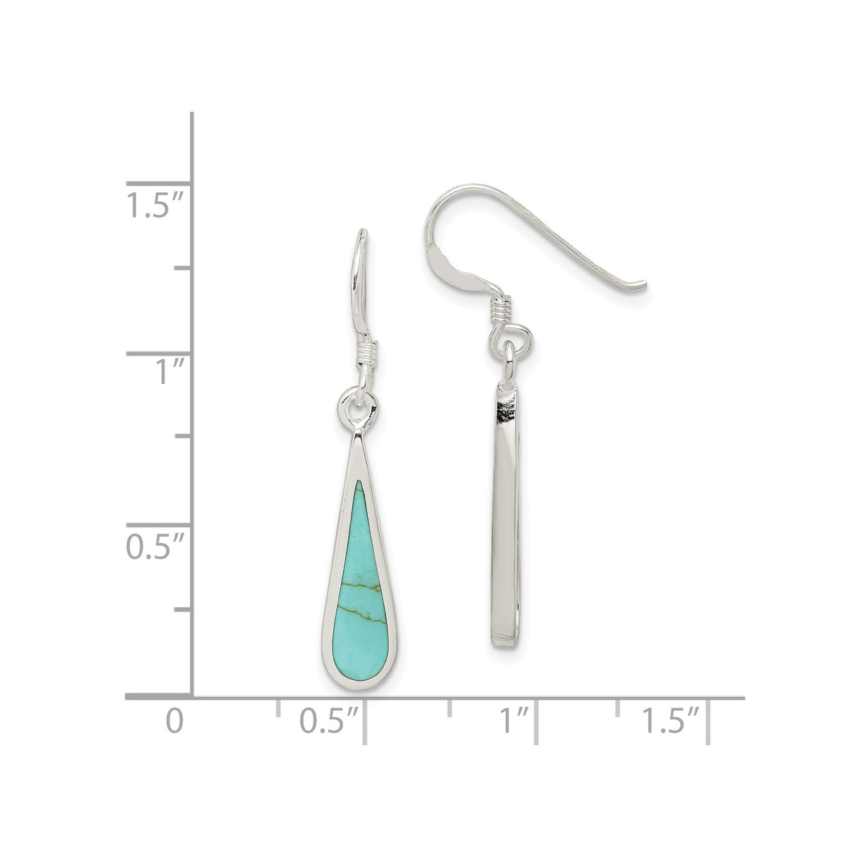 Sterling Silver Teardrop Dangle Earrings with Turquoise, Southwestern Boho Tribal Style
