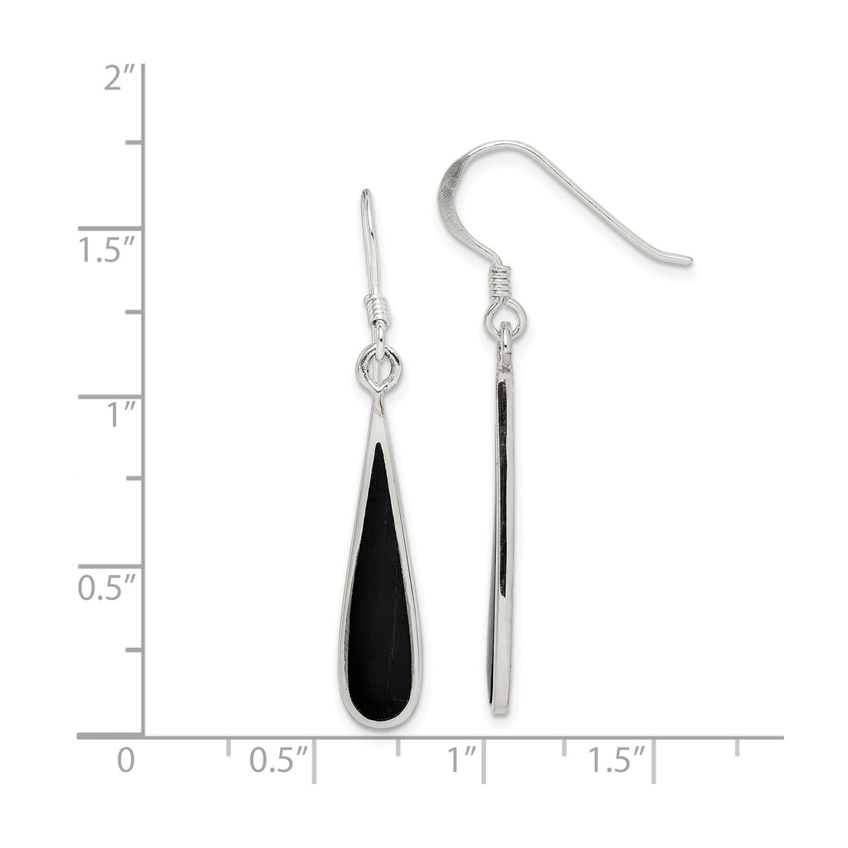 Sterling Silver Teardrop Dangle Earrings with Onyx, Lightweight Modern Design for Women