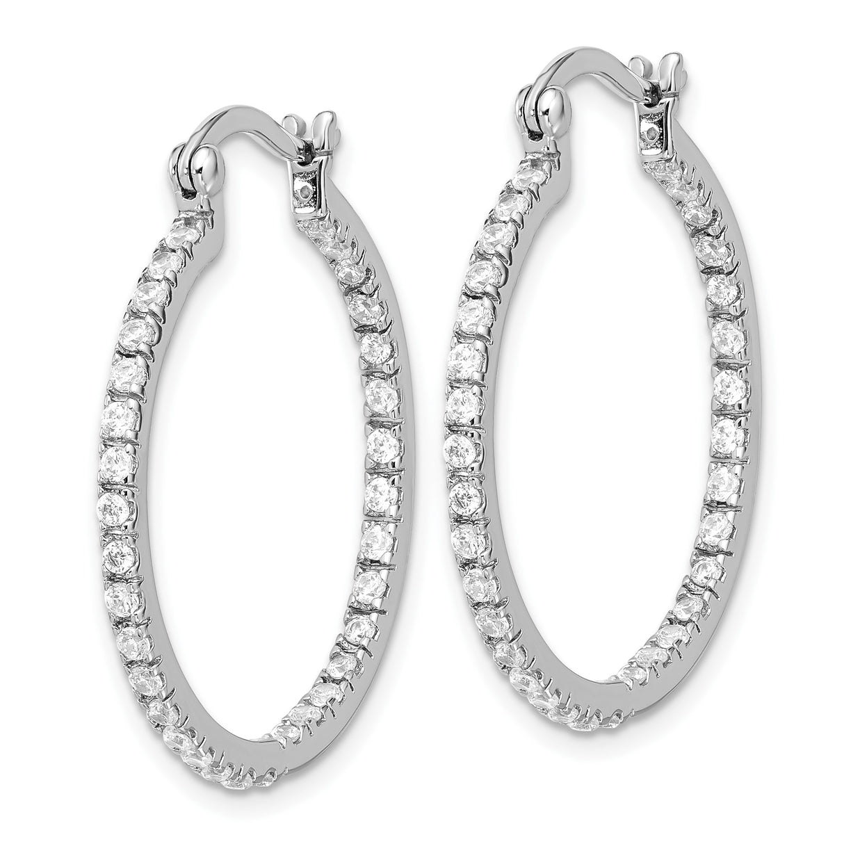 Sterling Silver Hoop Earrings with Cubic Zirconia, Classic Channel Set Round Design
