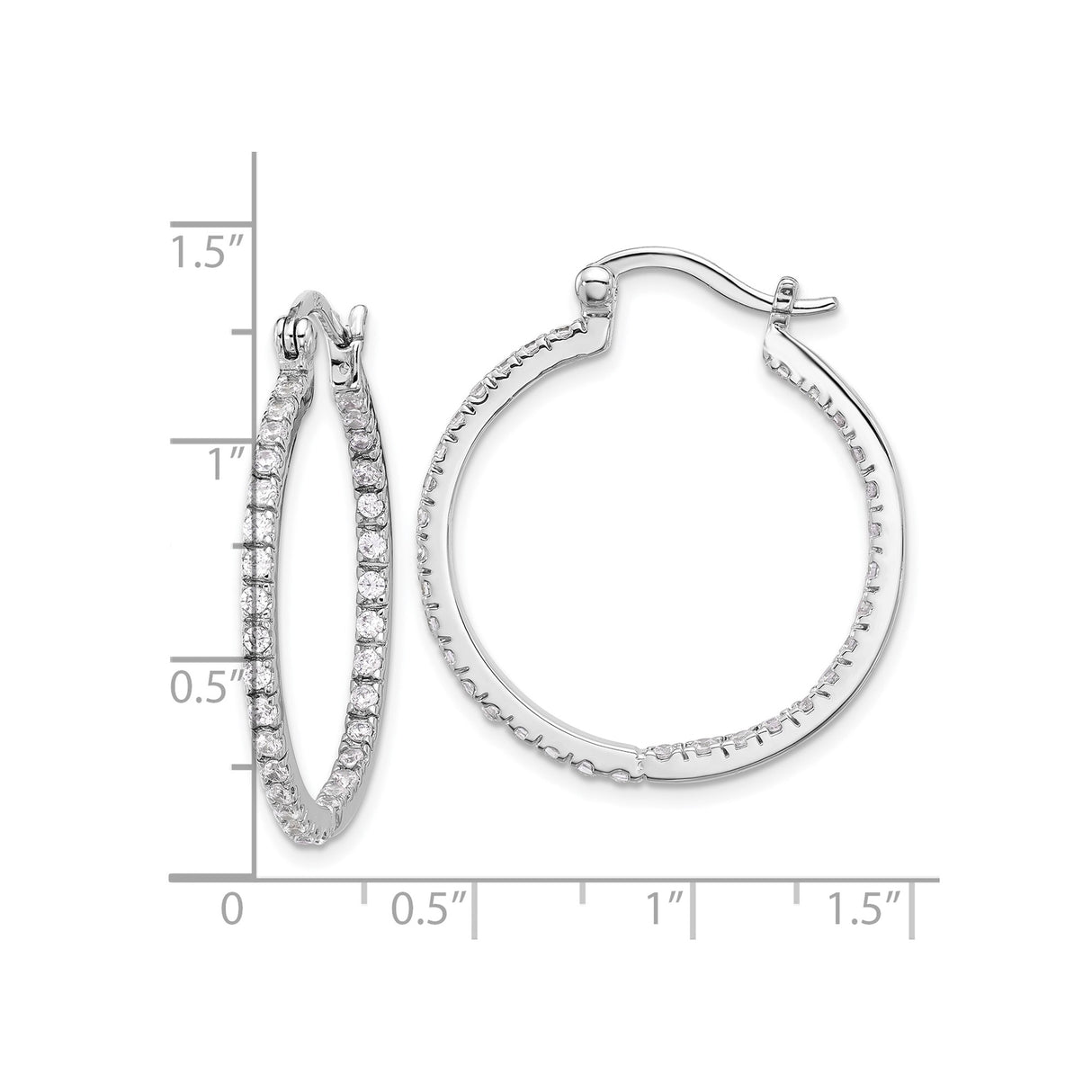 Sterling Silver Hoop Earrings with Cubic Zirconia, Classic Channel Set Round Design