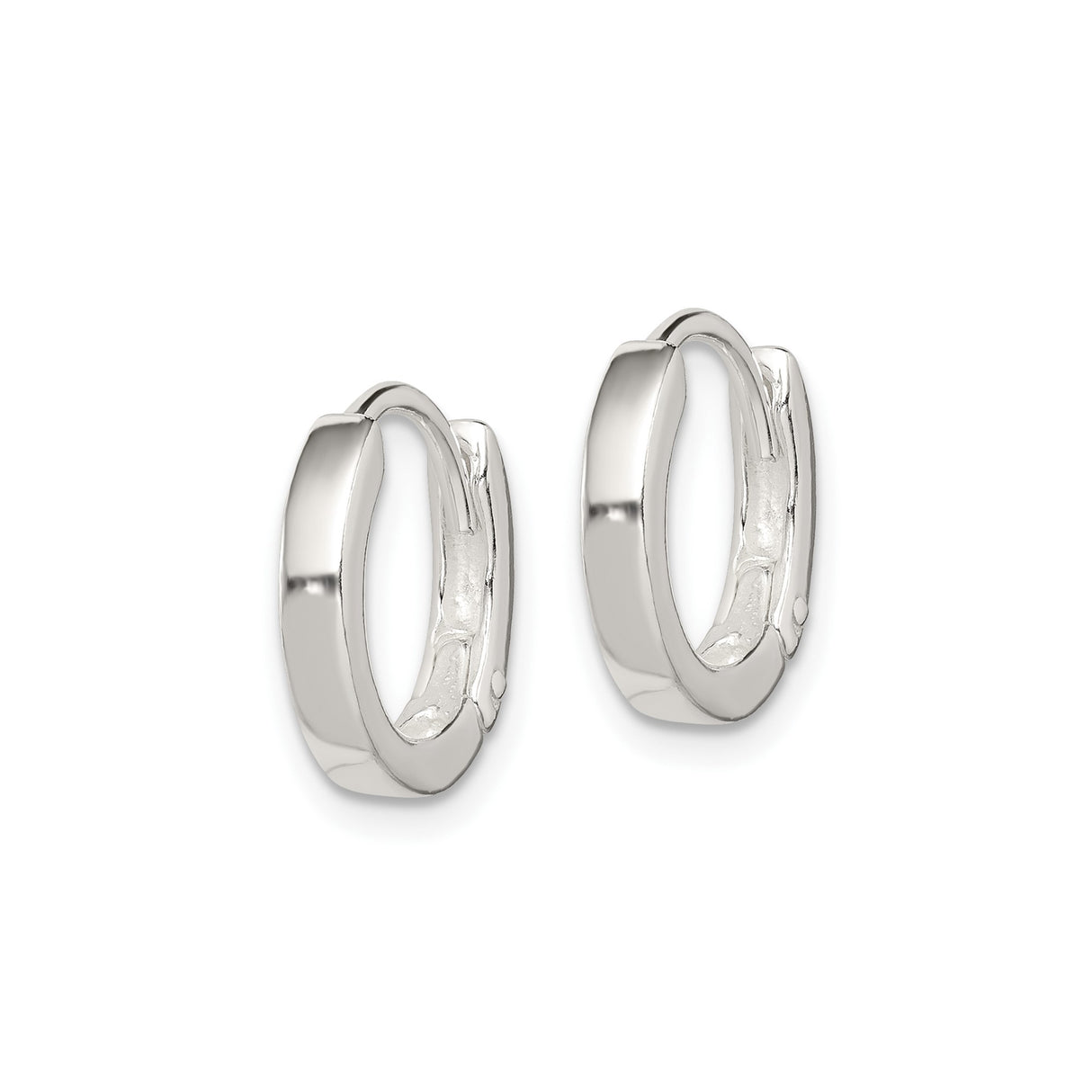Sterling Silver Hoop Earrings, Polished Finish, Hinged Back, Minimalist Unisex Style