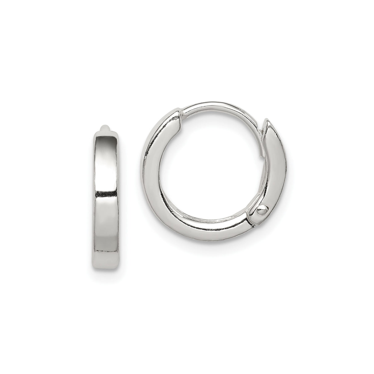 Sterling Silver Hoop Earrings, Polished Finish, Hinged Back, Minimalist Unisex Style