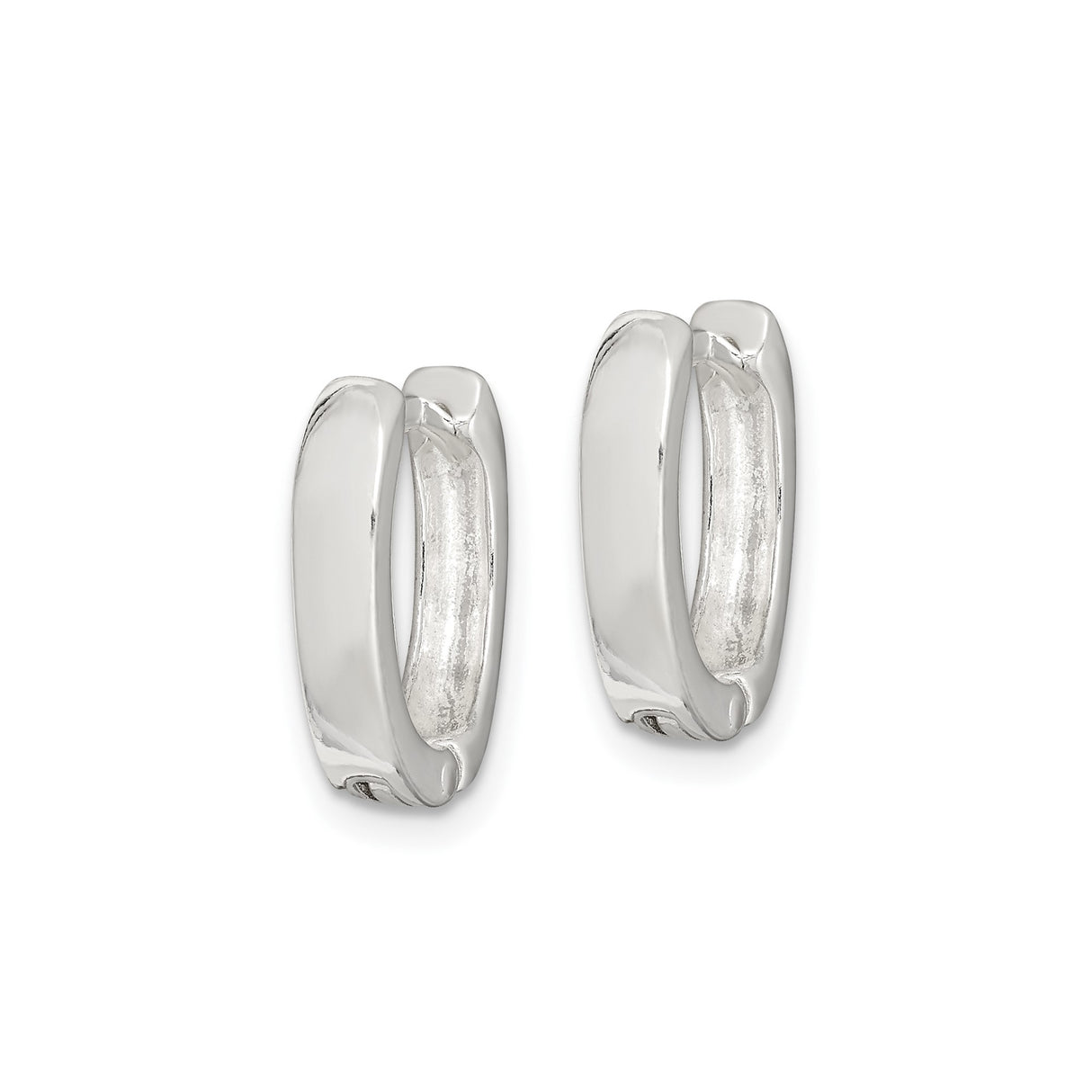 Sterling Silver Hoop Earrings, Horseshoe Shaped Oval Design, Polished Finish, Unisex Style