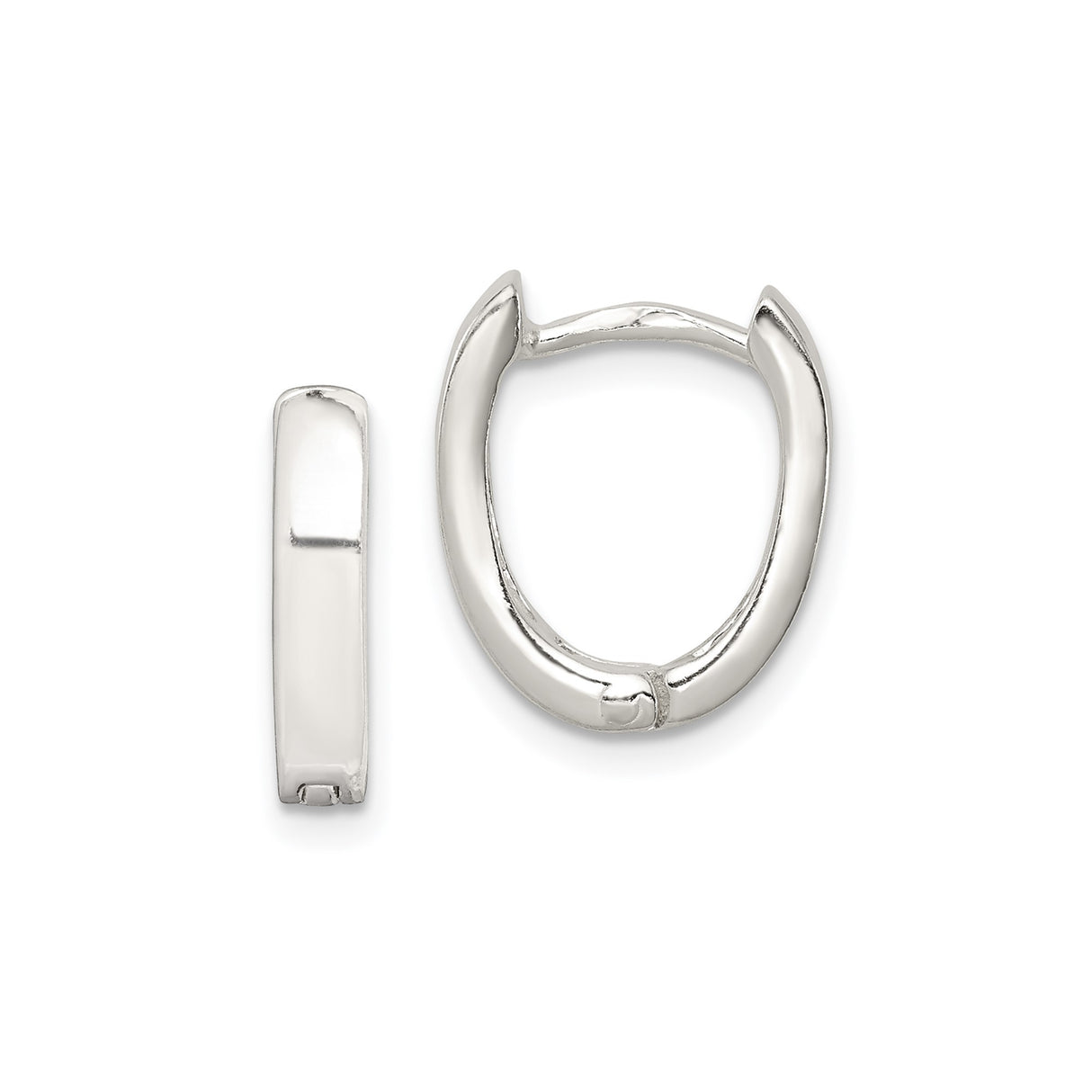 Sterling Silver Hoop Earrings, Horseshoe Shaped Oval Design, Polished Finish, Unisex Style
