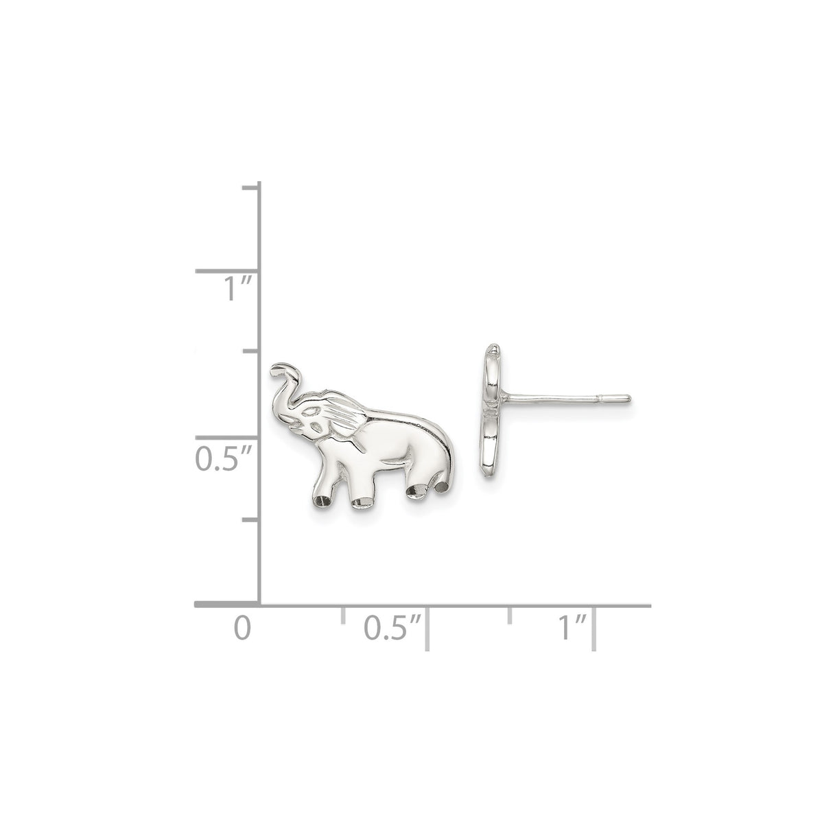 Sterling Silver Elephant Stud Earrings with Raised Trunk Design for Women